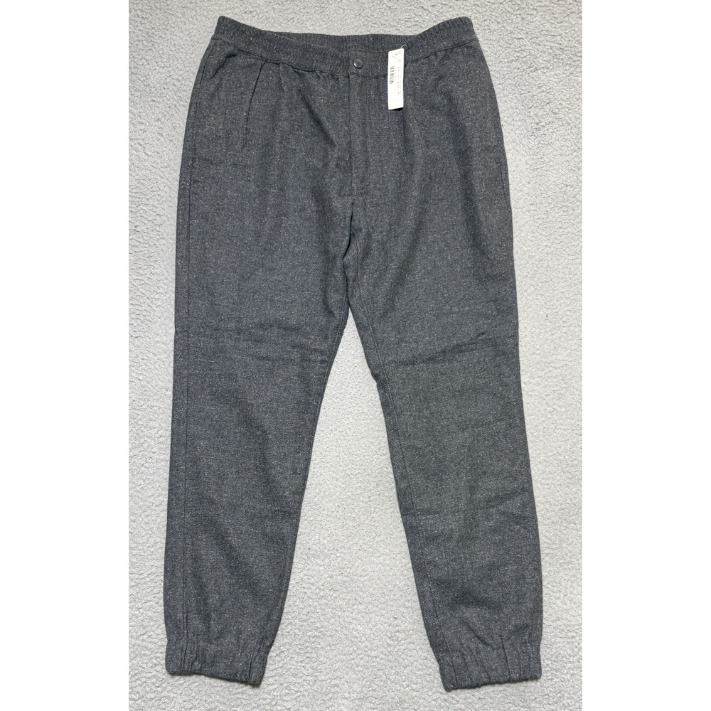 NEW J Crew Wool Blend Charcoal Grey flannel textured joggers Mens size 36 x 28
